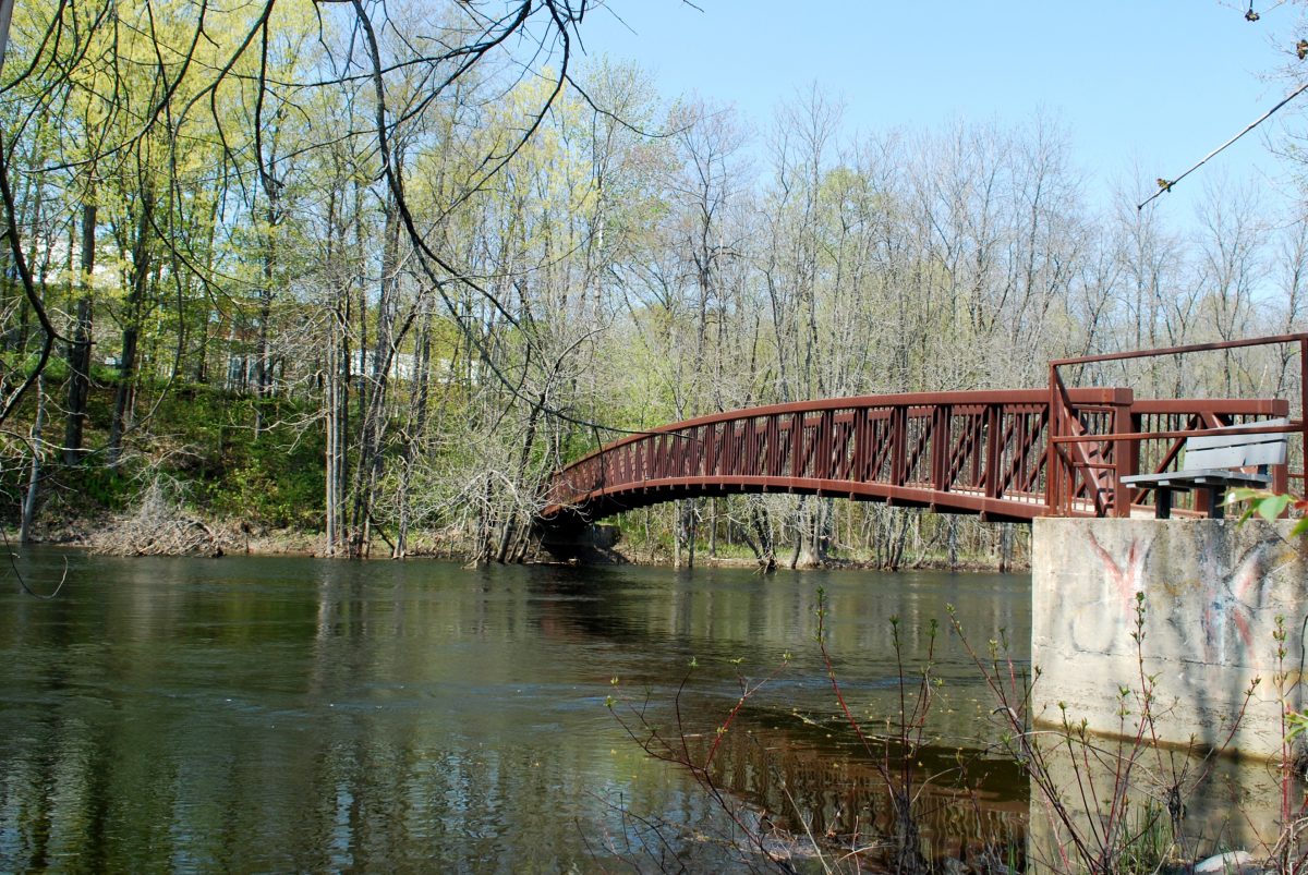 Passerelle piétonne au-dessus de la rivière. Photo : Laurence Buenerd